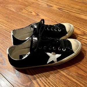 Golden Goose Deluxe Brand Black Gg Velvet V Star Sneakers, Size 39